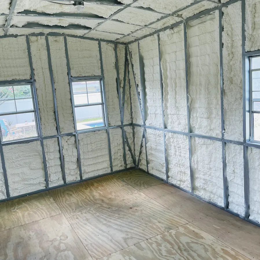 Closed-cell spray foam insulation applied to wall cavities in a residential project in La Junta